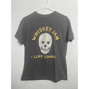 RARE HTF Luke Combs Whiskey Jam Medium M Short Sleeve Shirt Gray 2023 Tour